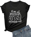 DANVOUY Womens V-Neck If My Mouth D