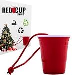 Red Cup Living Miniature Beverage Cup Christmas Ornament for Friends and Family in Tiny Classic Plastic Beer Cup Style - Set of 1 - Small Kitchen Ornaments for Christmas Tree Decor with Nylon Cord