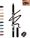 Black Gel Eyeliner Pencil, Sharpenable Eye Liner Waterproof Smudge proof Long Lasting, Matte Gel Cream Smooth Texture, Intense Color Waterline Eyeliner Pen Makeup with Sharpener, Delineador De Ojos-01