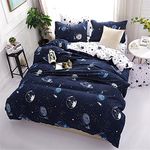 DOTBUY Bedding Sets, 3pcs Elegant Lightweight Microfiber Duvet Cover Set Fiber Soft Zipper Pillowcase Protects and Covers your Comforter Duvet Insert (Single -135x200cm, Planet)