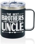 Uncle Gifts Coffee Mug Stainless Steel, Presents from Nephew Niece for Uncle Birthday Christmas, Travel Mug with Lid, 12oz/350ml - Best Brother Promoted to Uncle