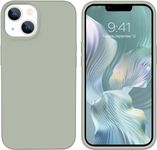 GUAGUA Case for iPhone 14, iPhone 14 Phone Case Liquid Silicone Soft Gel Rubber Slim Thin Microfiber Lining Cushion Texture Cover Shockproof Protective Anti-Scratch Phone Case, Gray Green