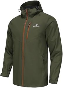 NORDIC OUTLAND Mens Lightweight Hooded Waterproof Rain Jacket Breathable Raincoat Shell for Outdoor Mountain Hiking, Army Green, Medium