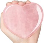 ideayard Rose Quartz Heart 75mm Healing Rose Crystal Lover Stone Meditation Good Luck Relieve Anxiety Stress Palm Worry Stone for Gift