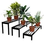 MILAD Plant Stand 3-Tier Folding Plant Stand, Planter for Indoors and Outdoors (69 x 75 x 39 CM's, Black Color)