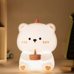 ANGTUO Bear Night Light, Bear Lamp, Cake Night Light for Nursery, Cute Night Light Dimmable and Rechargeable