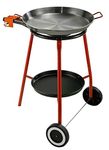 Garcima Andreu Paella Pan Set with Burner, 20 Inch Carbon Steel Outdoor Pan and Reinforced Legs Imported from Spain (12 Servings w/wheels)