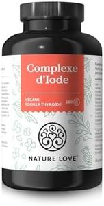 NATURE LOVE® Complexe d’Iode pour thyroïde - 180 gélules - iode, sélénium, L-tyrosine, vitamine B & D - iode naturel d’algues brunes (varech) - 6 mois - hautement dosé, végane, contrôlé en laboratoire