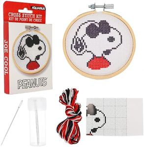 AQUARIUS Peanuts Joe Cool Small Cross Stitch Embroidery Kit for Beginners