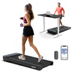 Goplus Walking Pad, 300 LBS Capacity Under Desk Treadmill with Remote & APP Control and LED Display, Portable Treadmills for Home Small, Office