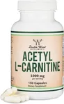 Acetyl L-Carnitine 1,000mg Per Serving, 150 Capsules (ALCAR for Brain Function Support, Memory, Attention, and Stamina) Acetyl L Carnitine That is Third Party Tested by Double Wood