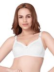 DAISY DEE Womens Cotton Seamed Non-Padded Wire-Free Chicken Design Lace Pattern Full Coverage Regular Fit Bridal/Sheer Bra (White-38D) - NRVLE