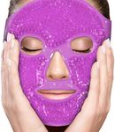 PerfeCore Facial Mask - Get Rid of Puffy Eyes - Migraine Relief, Sleeping, Travel Therapeutic Hot Cold Compress Pack - Gel Beads, Spa Therapy Wrap for Sinus Pressure Face Puffiness Headaches (Purple)