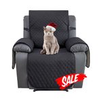 XINEAGE Water Resistant Recliner Cover, Nonslip Recliner Chair Covers for Reclining Chair with Pockets, Quilted Thick Recliner Slipcovers for Pets and Kids (Recliner Chair, Black)