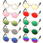 Frienda 10 Piece Pet Sunglasses Round Metal Pet Sunglasses Classic Retro Pet Sunglasses Cute and Funny Pet Sunglasses Dog Cat Cosplay Party Costume Photo Props