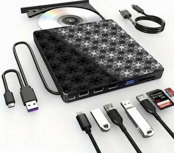 External CD/DVD Drive for Laptop, DVD Player, 8 in 1 USB 3.0 Ultra-Slim Portable, CD Burner External Disk Drive Optical Compatible with with Desktop PC Windows 11/10/8 Linux Mac OS Mac MacBook Pro/Air