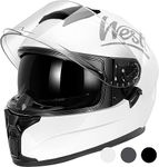 Westt Motorcycle Helmets Full Face Helmets - Street Bike Helmet with Dual Visor DOT Approved for Men Women Adults Compact Lightweight Storm X Grey Black White