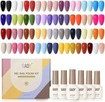 GAOY 42 Pcs Gel Nail Polish Kit, Pink White Red Jelly Nude Colors All Seasons Gel Nail Polish Set with Glossy & Matte Top Coat and Base Coat for Nail Art DIY at Home