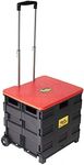 dbest products 01-681 Quik Cart Wheeled Rolling Crate Teacher Utility with seat Heavy Duty Collapsible Basket with Handle, Red