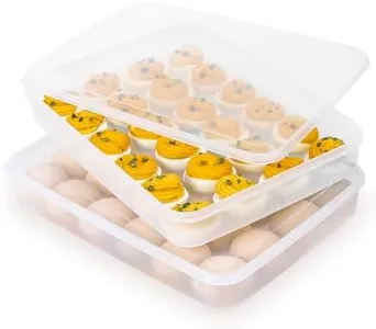 coxiecc Deviled Egg Containers with Lid, (Set of 2), Stackable Deviled Egg Carrier for 48 Eggs, Clear Egg Holder for Fridge with Lid, Portable Plastic Deviled Egg Tray for Party, Easter Eggs Tray