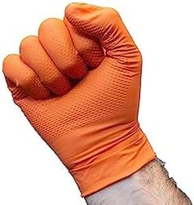 Protect Best CHAMPION Nitrile Orange Gloves, 8 Mil, Industrial Strength Disposable Gloves, Automotive Gloves, Mechanic Gloves (Large)