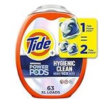 Tide Hygienic Clean Heavy 10x Duty Power PODS Laundry Detergent Liquid Soap Pods, Original, 63 count, For Visible & Invisible Dirt