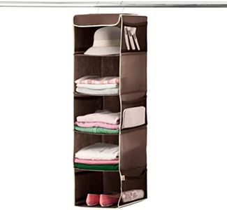 ZOBER Hanging Closet Organizer, 5-Shelf - Hanging Storage Organizer Shelves for Clothes, Towels, Toys - College Dorm Room, Nursery, & Home Closet