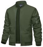 TACVASEN Army Green Bomber Coat Mens Jackets Casual Stylish Lightweight Mens Bomber Coats with Collar Mens Lightweight Windbreaker Jacket