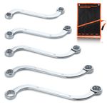 SPEEDWOX 5Pcs Metric S-Shaped Wrench Set with Double 12-Point Box Ends with Roll-Up Pouch, 10mm to 19mm, S-Style Spanner Double-Headed Wrench for Vehicle Repairing Maintaining Machinery and Household