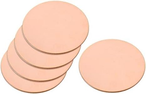 uxcell Pure Copper Sheet, 5pcs 4" x 0.02" 24 Gauge T2 Copper Metal Round Plate for Crafts, Electrical Repairs