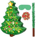 Christmas Tree Piñata 16 Inch Christmas Mexican Piñata with Stick Blindfold and Confetti Pack Christmas Piñata Bundle for Xmas Birthday Holiday Piñata Game Favors Photo Prop Decoration