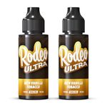 Rodeo Ultra Vape Liquid 2 x 100ml Rich Vanilla Tobacco Vape Juice E Liquid 70/30 Ecig Juice Cigarette Liquid Sub Ohm Juice Flavoured E Juice E Cigarette E-Liquid Nicotine Free Vape Short Fill