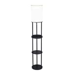 Adesso 3116-01 USB & AC Charging Station Floor Lamp, 63", 2 Storage Shelves and Device Holders, Smart Switch Compatible, Black