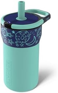 BrüMate Leap 12oz 100% Leakproof Kids Tumbler with Handle and Silicone Soft Straw | Drop Resistant Silicone Sleeve | For Kids 4+ | Insulated Stainless Steel | Cup Holder Friendly | 12oz (Outer Space)