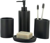 ZCCZ Bathroom Accessory Set, 4 Pcs Matte Black Bathroom Vanity Countertop Bathroom Décor Sets Accessories with Soap Dispenser, Toothbrush Holder Set, Tumbler, Soap Dish