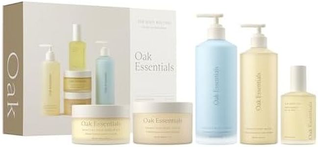 Oak Essentials The Body Routine Set | 5-Step Spa Kit with Blue Tansy Body Lotion, Body Oil, Wash, Scrub & Balm for Hydrated Skin