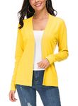 Urban CoCo Women's Long Sleeve Open Front Knit Cardigan Sweater - Yellow - Medium