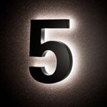 5 Inch Backlit LED House Numbers for Outside, Stainless Steel Floating Home Address Number, Large Modern House Numbers for Yard, Street, Durable Matte Black Finish, Waterproof