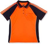 BAD WORKWEAR Women's Hi-Vis Short Sleeves Polo Shirt – Tailored Fit for Women | Soft Micromesh Fabric | Moisture-Wicking Technology, UPF50+ Sun Protection | Front Chest Pocket | Orange | Small