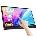 Portable Monitor TouchScreen Kenowa 15.6" HDR 1080P IPS Full HD Eye Care Touch Screen Monitor with HDMI USB Type-C for PC Computer Laptop Mac Phone Xbox PS4 PS5,Small External Display