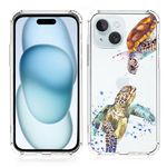 Smoaffly Compatible for iPhone 15 Clear Case,Sea Turtles Couple Design for Women Girls,Soft TPU Four Corner Reinforced Protective Cover,Bumper Shockproof Full Body Protection for iPhone 15 6.1"