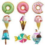 9 Foil Balloon Birthday, Doughnut Balloon, Pastel Colours Decoration for Birthday, Summer, Ice Cream Party, Children's Party