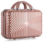 Tolida Makeup Travel Case, Hard Shell Cosmetic Organizer with Elastic Band, Portable Mini ABS Carrying Suitcase Waterproof, Bag for Toiletry, Lipstick, Eyeliner, Skin Care, (Rose Gold)