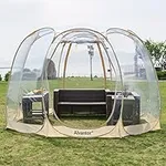 Alvantor Pop Up Bubble Tent - 12’ x 12’ Instant Igloo Tent - 8-10 Person Screen House for Patios - Weather Proof Pod - Cold Protection Camping Tent - Beige