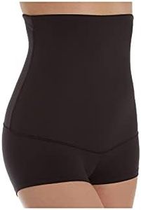 Flexees Maidenform Women's Shapewear Minimizing Hi-Waist Boyshort, Black, X-Large