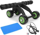 WOW FITNESS WORLD Abs Roller for Men & Women with skip rope , elbow support Automatic Rebound Abs Roller Wheel for Home Workout, Gym Ab Roller for Men Abs Workout Equipment for Abdominal Ab Roller For Home With Knee Mat ABSolute Abroller (AB ROLLER- 4WHEELS)