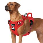 Eyein No Pull Dog Harness Large, Comfortable Heavy Duty Pet Vest Harness, Front Clip Easy Control Puppy Harness with Soft Padded Handle Reflective for Outdoor Training Walking(Red,L)