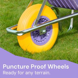 KCT 110L Heavy Duty Garden Wheelbarrow – Purple, Puncture Proof Tyre