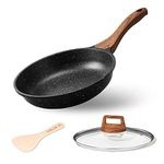 ESLITE LIFE Frying Pan Nonstick Skillet Induction Omelette Fry Pan with Granite Coating (8''+Lid+Spatulas)