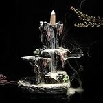 Mountain Waterfall Glaze Backflow Incense Burner Incense Holder Cone Holder Home Decor with 20 Incense Cones in Exquisite Present Box